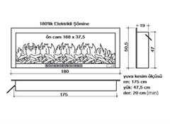 180 cm Elektrikli Şömine Metal Çerçeve (Isılı, Ses Efektli)