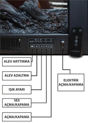 80 cm Elektrikli Şömine Metal Çerçeve (Isılı, Ses Efektli)