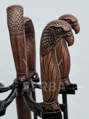 Antik Bakır Şahin Başlı Şömine Maşa Takımı