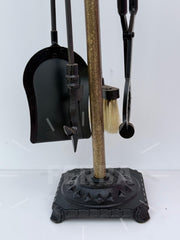 Antik Bronz At Figürlü Şömine Maşa Takımı