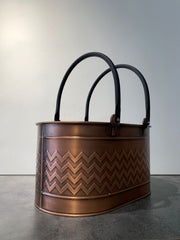 Çift Kulplu Antik Bakır Odun Kovası