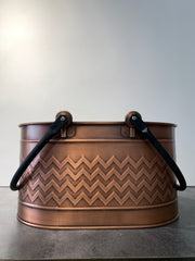 Çift Kulplu Antik Bakır Odun Kovası