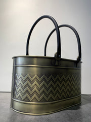 Çift Kulplu Antik Bronz Odun Kovası