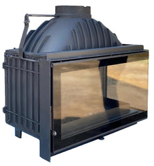 Diamond Siyah Klapeli Döküm İki Tarafı Açık Camlı Şömine Haznesi 75 cm