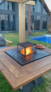 FERBA Initium Model İroko Ahşap Bahçe Mangal Masa