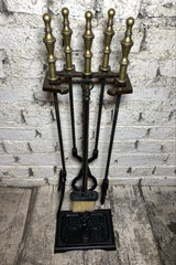 Model Antik Sarı Marpuç Fransız Başlıklı Şömine Maşa Takımı