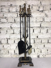 Kum Saati Başlıklı Bronz Şömine Maşa Takımı