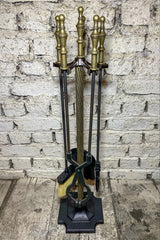 Marpuç Başlı Antik Bronz Şömine Maşa Takımı