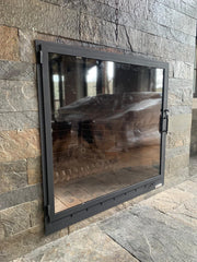 Metal Çerçeveli Şömine Cam Kapağı 1 - (Ölçüye Özel Üretim)