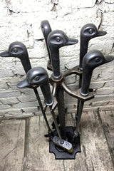 Ördek Başlı Siyah Şömine Maşa Takımı