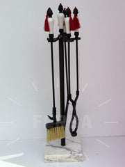 Porselen Başlıklı Mermer Tabanlı Şömine Maşa Takımı