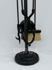 Porselen Başlıklı Şömine Maşa Takımı Siyah