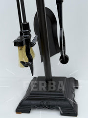 Porselen Başlıklı Şömine Maşa Takımı Lacivert