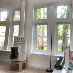 Yuvarlak Yığma Ahşap Seramik Odun Sobası