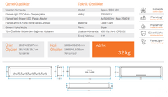 Spark 180 cm Elektrikli Şömine Metal Çerçeve (Isısız)