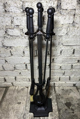 Topbaşlı Siyah Şömine Maşa Takımı