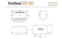 Vudlas 80 cm 3 Boyutlu Elektrikli Şömine (Odunsuz ,Isılı, Ses Efektli)