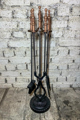 Yuvarlak Tabanlı Antik Bakır Marpuç Başlı Maşa Takımı