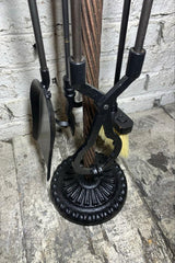 Yuvarlak Tabanlı Antik Bakır Ruj Başlıklı Şömine Maşa Takımı