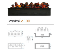 Vasko 100 cm 3 Boyutlu Elektrikli Şömine (Isısız, Ses Efektli)
