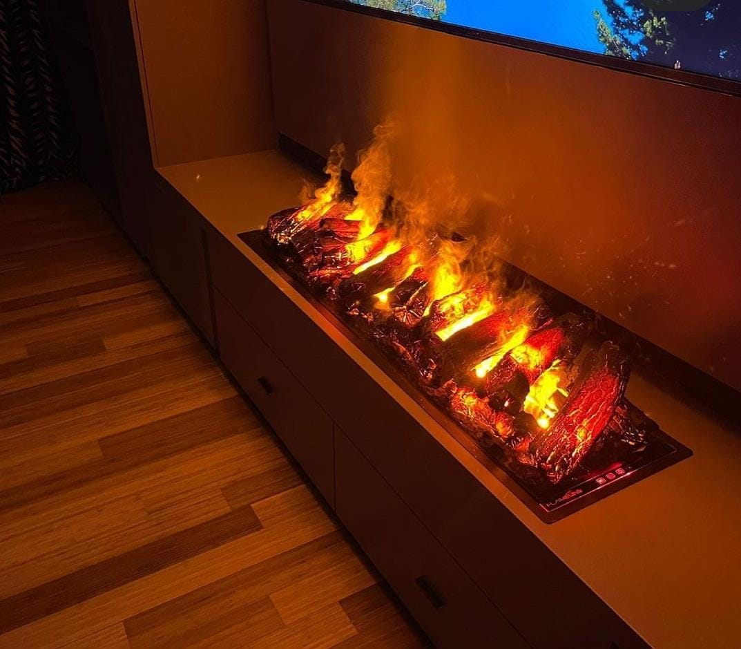 130 cm 3 Boyutlu Elektrikli Şömine (Isısız, Ses Efektli)