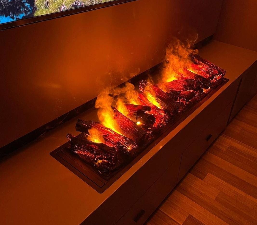 130 cm 3 Boyutlu Elektrikli Şömine (Isısız, Ses Efektli)