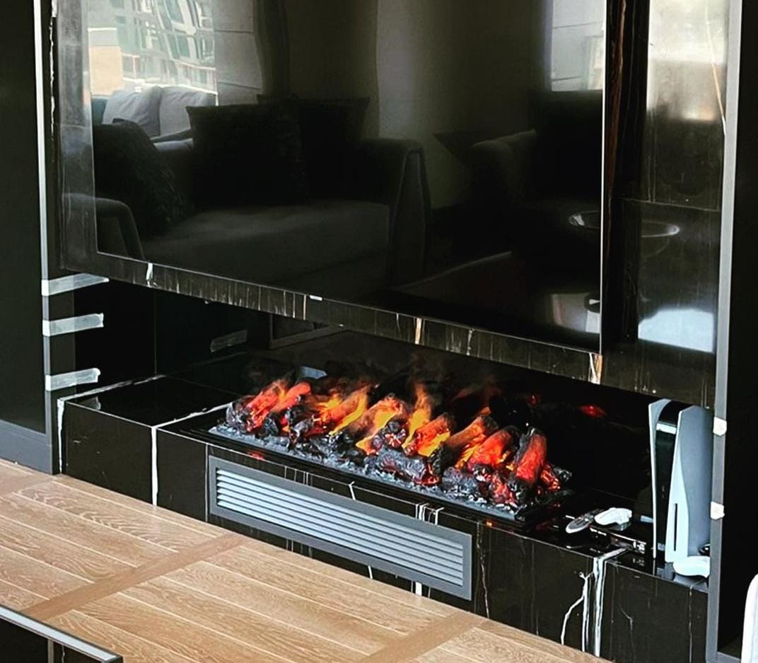 130 cm 3 Boyutlu Elektrikli Şömine (Isısız, Ses Efektli)