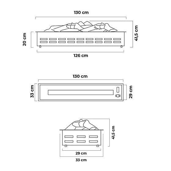 130 cm 3 Boyutlu Elektrikli Şömine (Isısız, Ses Efektli)