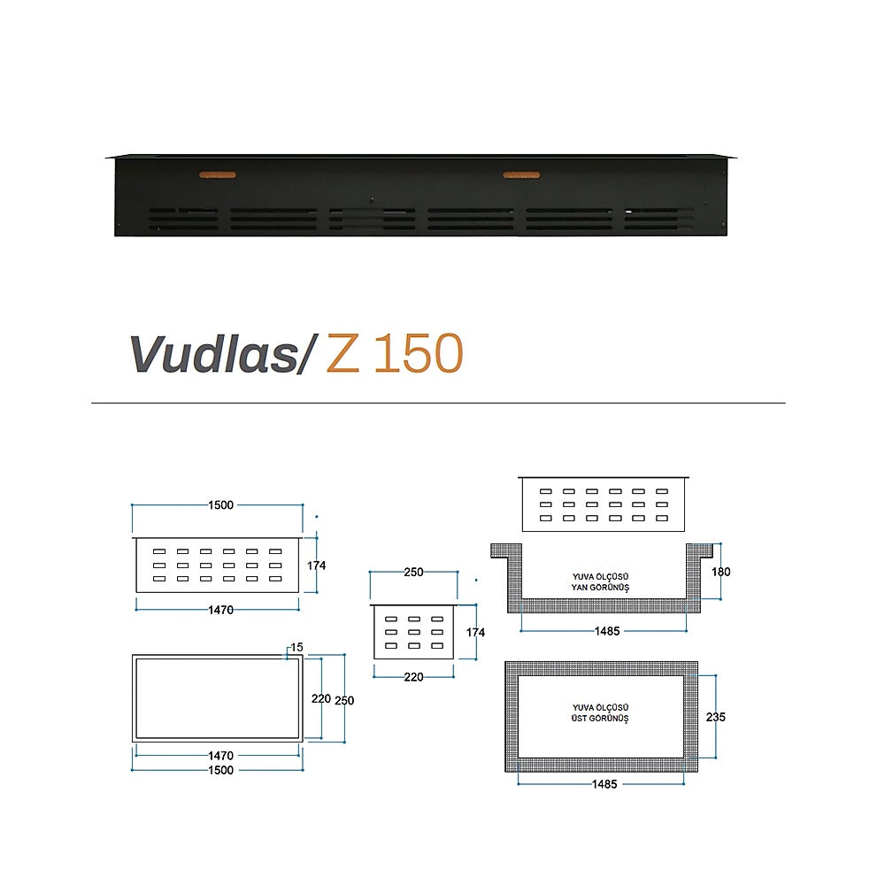 150 cm 3 Boyutlu Elektrikli Şömine (Odunsuz ,Isısız, Ses Efektli) 
