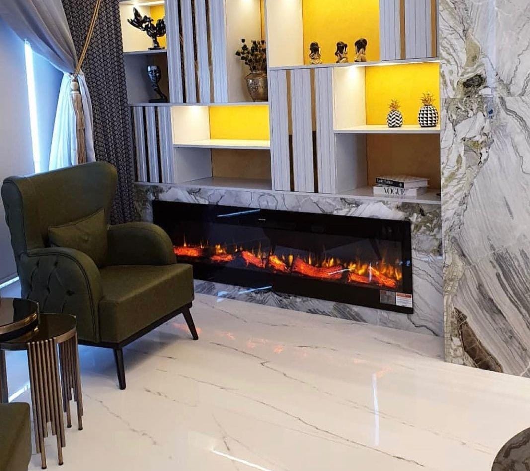 160 cm Elektrikli Şömine Kam Çerçevesi (Isılı, Ses Efektli, Çok Fonksiyonlu)