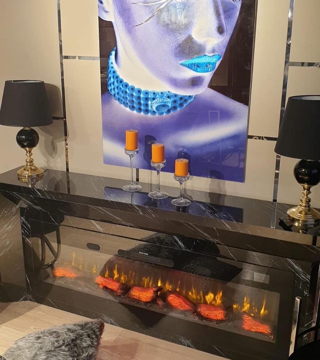 160 cm Elektrikli Şömine Kam Çerçevesi (Isılı, Ses Efektli, Çok Fonksiyonlu)