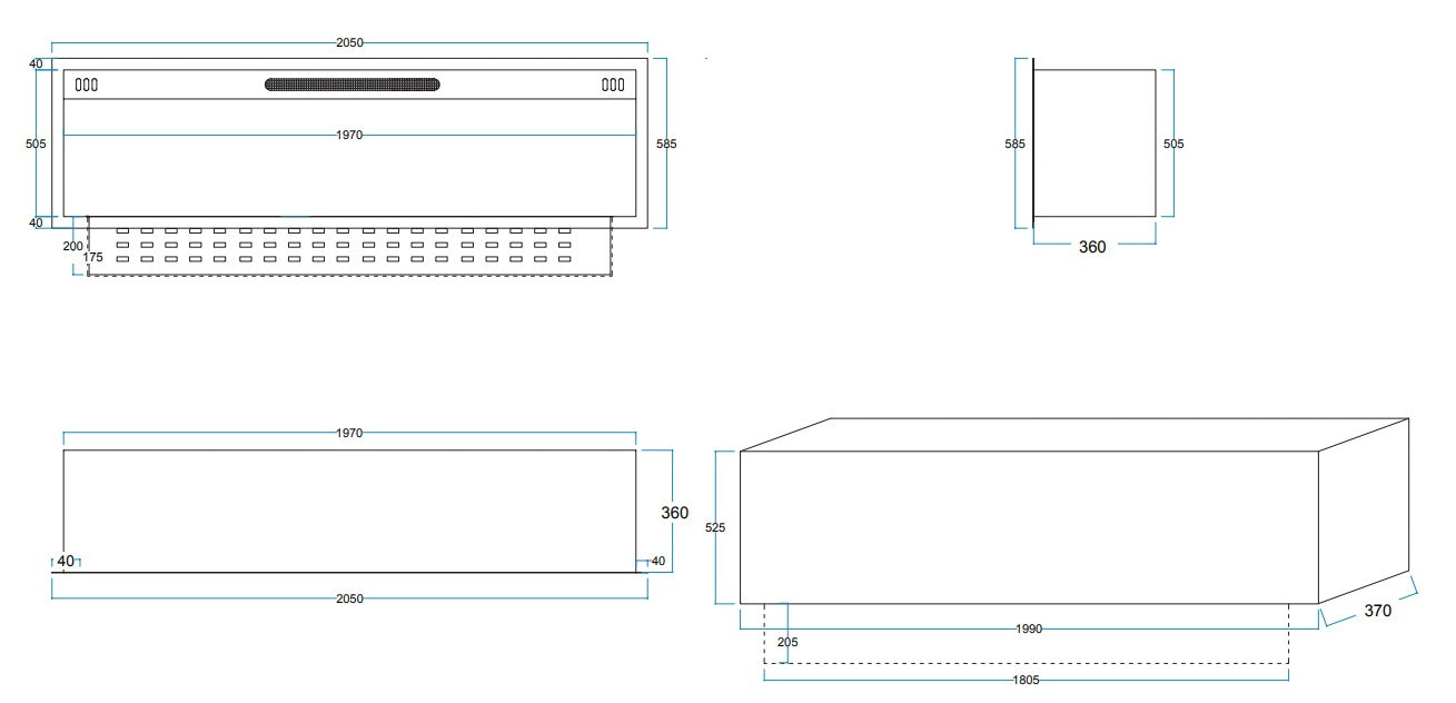 180 cm 3 Boyutlu Elektrikli Şömine (Odunsuz ,Isılı, Ses Efektli)