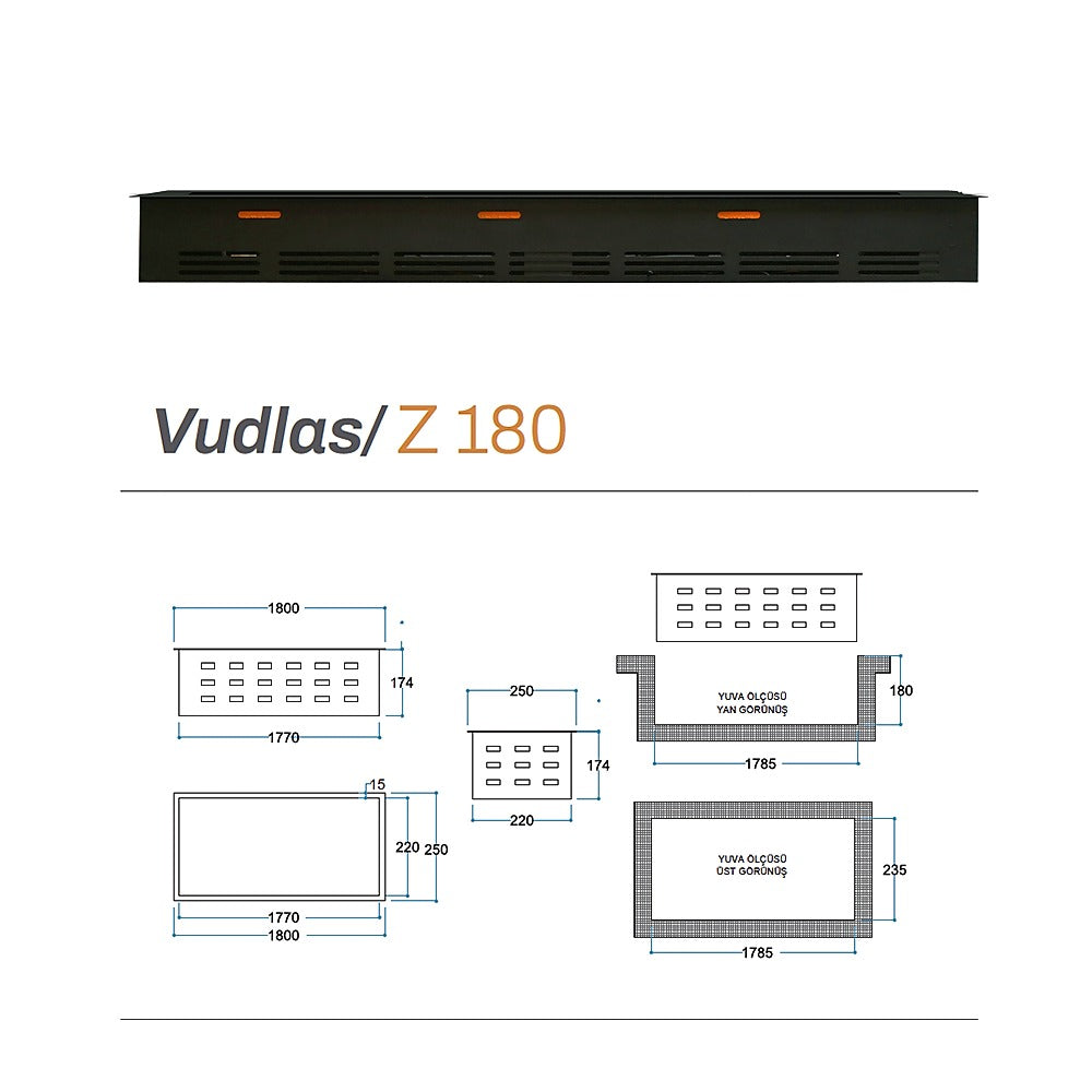 180 cm 3 Boyutlu Elektrikli Şömine (Odunsuz ,Isısız, Ses Efektli) 