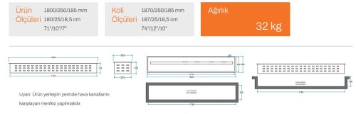 180 cm 3 Boyutlu Elektrikli Şömine (Odunsuz ,Isısız, Ses Efektli) 