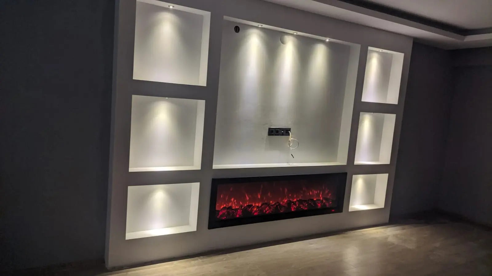 180 cm Elektrikli Şömine Metal Çerçeve (Isılı, Ses Efektli)