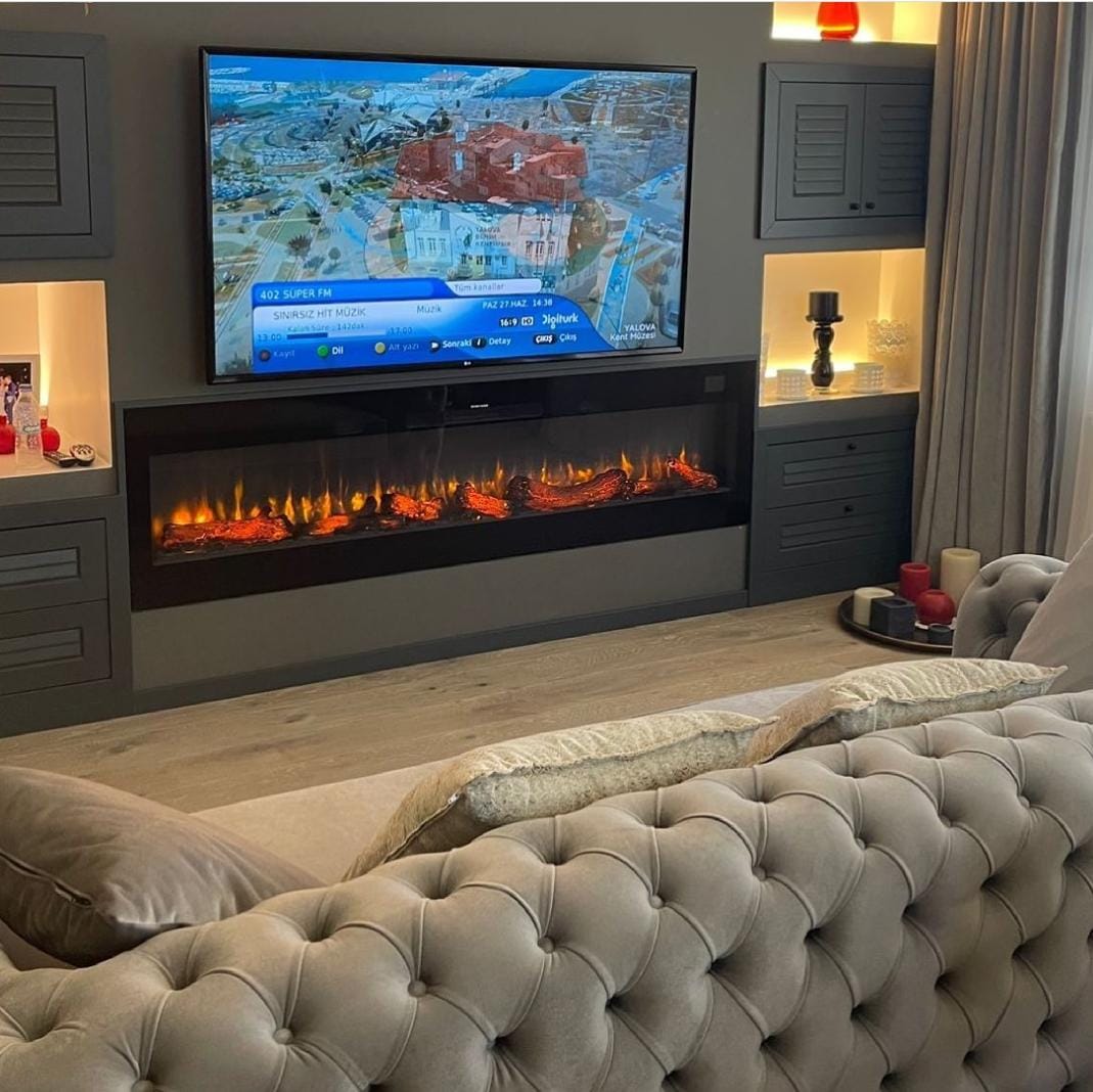240 cm Elektrikli Şömine Kam Çerçevesi (Isılı, Ses Efektli, Çok Fonksiyonlu)