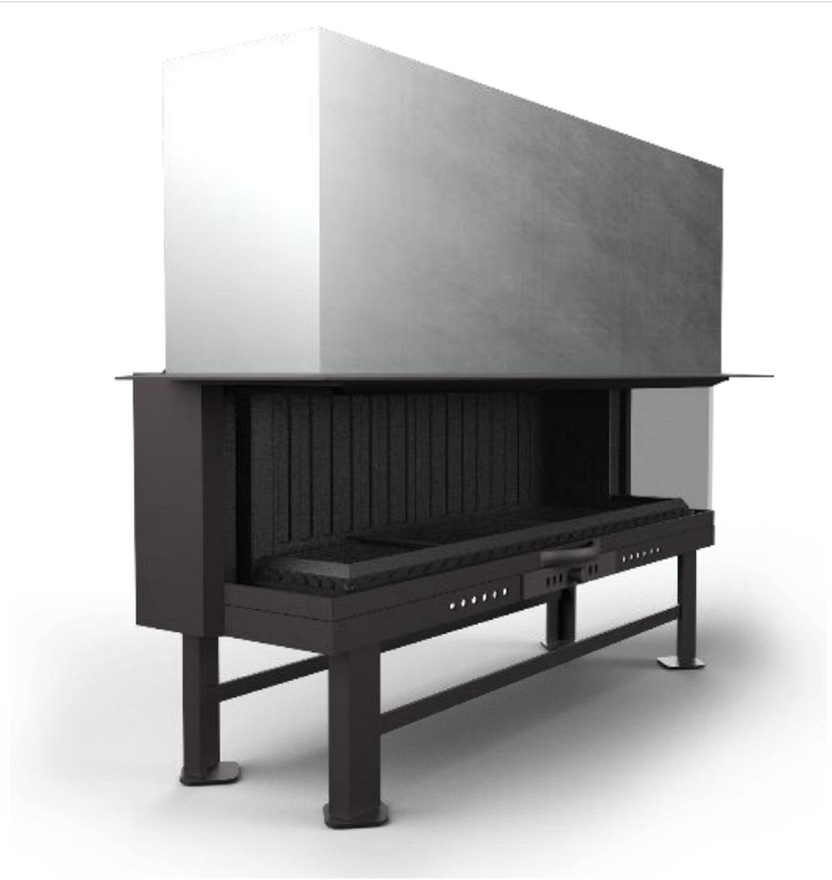 3 Camlı Asansörlü Şömine Haznesi 150 cm