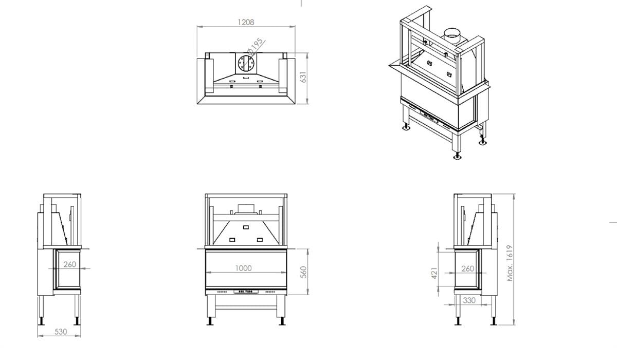 3 Camlı Asansörlü Şömine Haznesi 70 cm