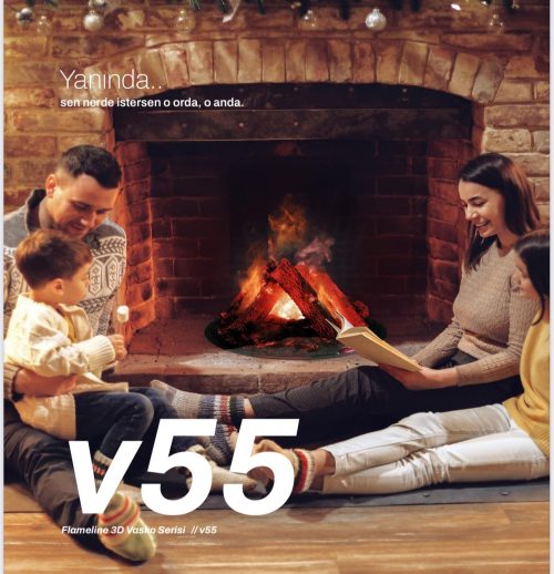 55 cm Kabinsiz 3 Boyutlu Elektrikli Şömine (Isısız, Ses Efektli)