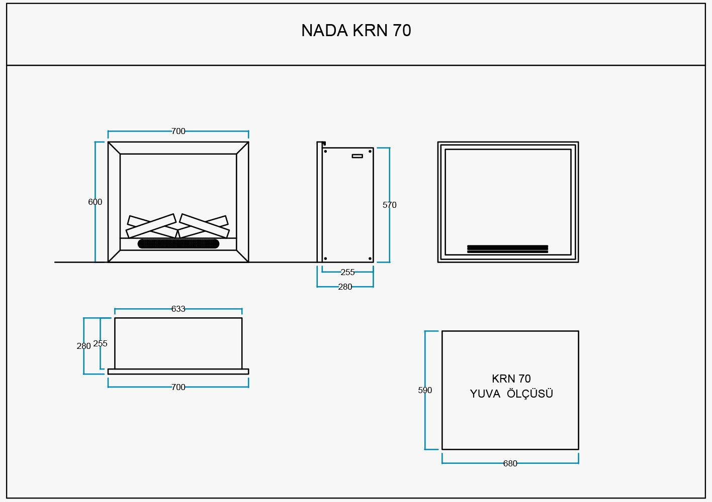 70 cm Elektrikli Şömine Metal Çerçeve (Isılı, Ses Efektli, Çok Fonksiyonlu)