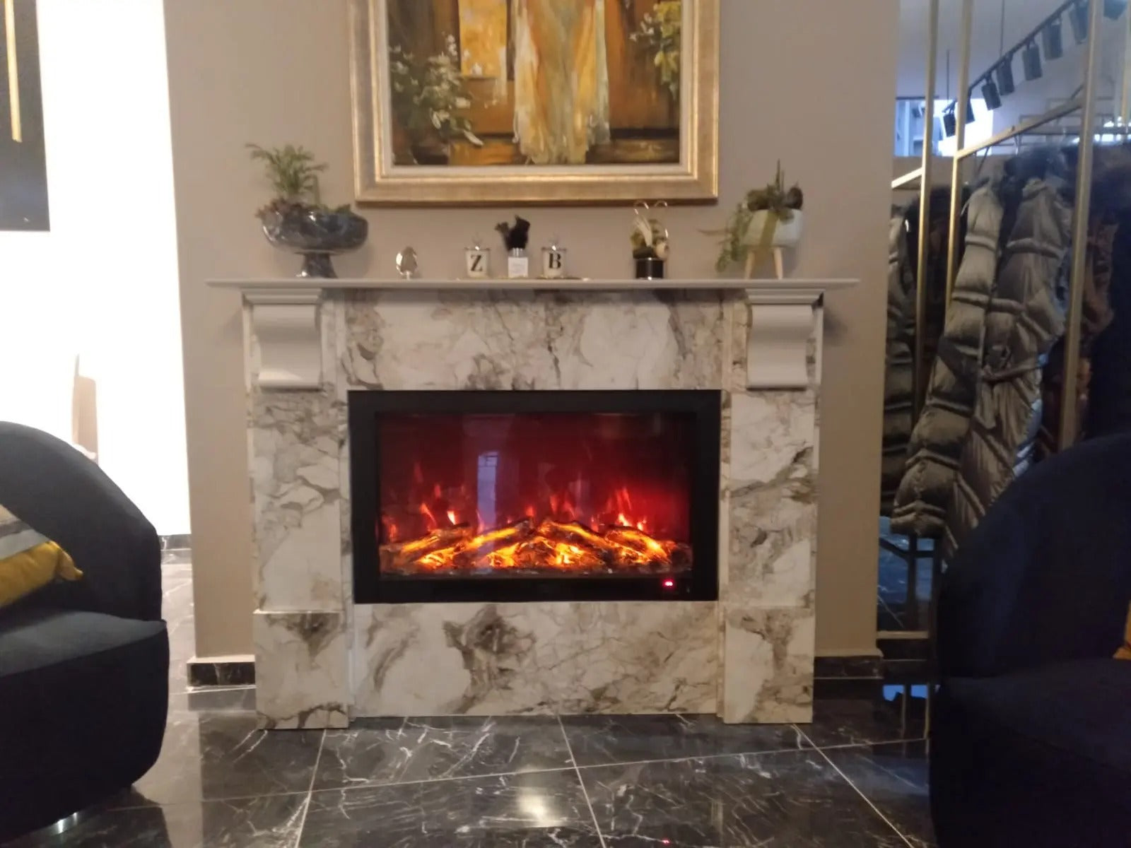 95 cm Elektrikli Şömine Metal Çerçeve (Isılı, Ses Efektli)