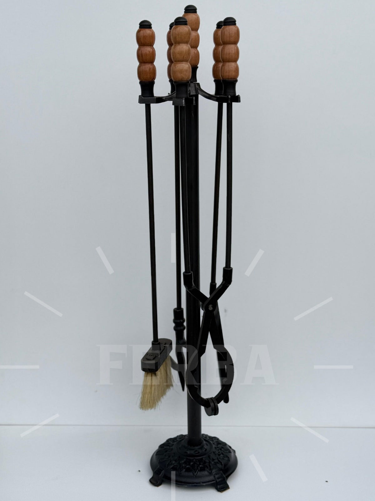 Ahşap Başlı Bodur Şömine Maşa Takımı