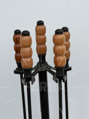 Ahşap Başlı Bodur Şömine Maşa Takımı