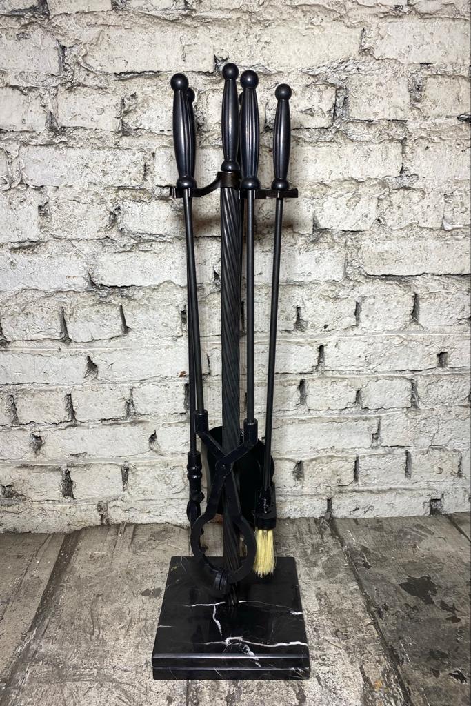 Alexander Black Mermer Tabanlı Şömine Maşa Takımı