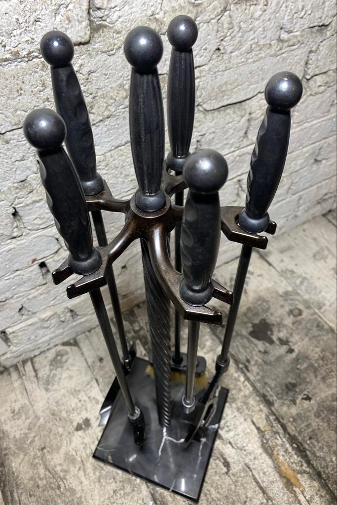 Alexander Black Mermer Tabanlı Şömine Maşa Takımı