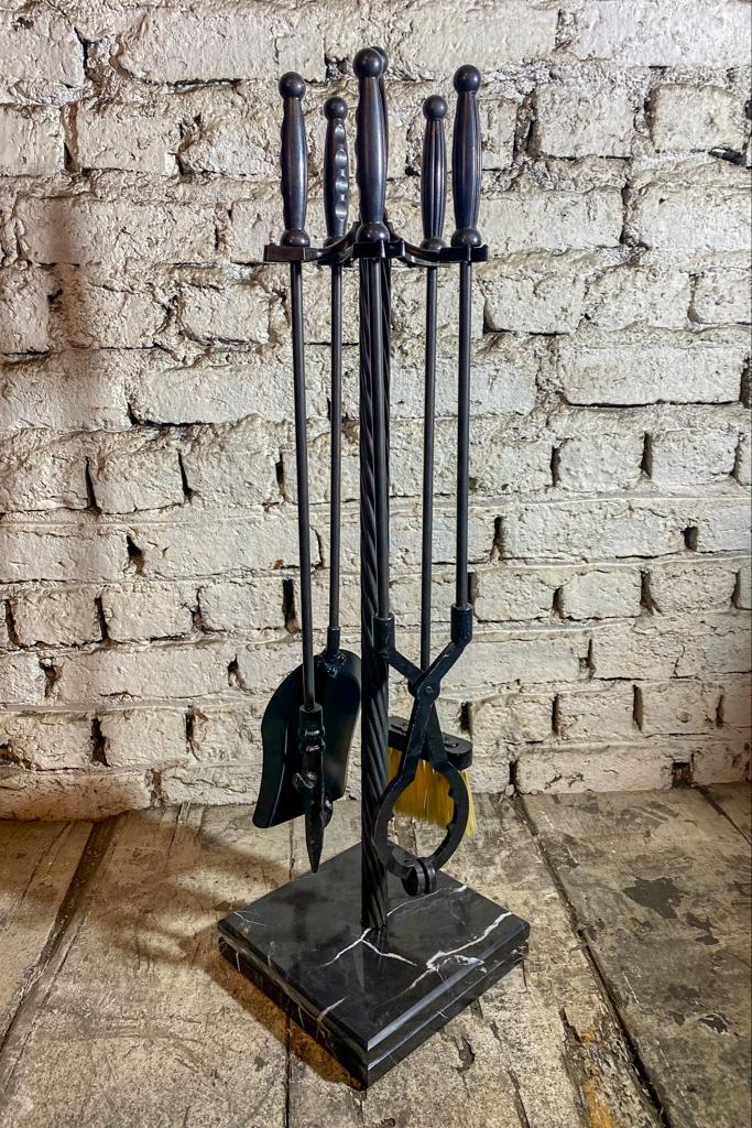 Alexander Black Mermer Tabanlı Şömine Maşa Takımı