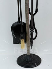 Antik Gümüş Kurt Başlı Şömine Maşa Takımı