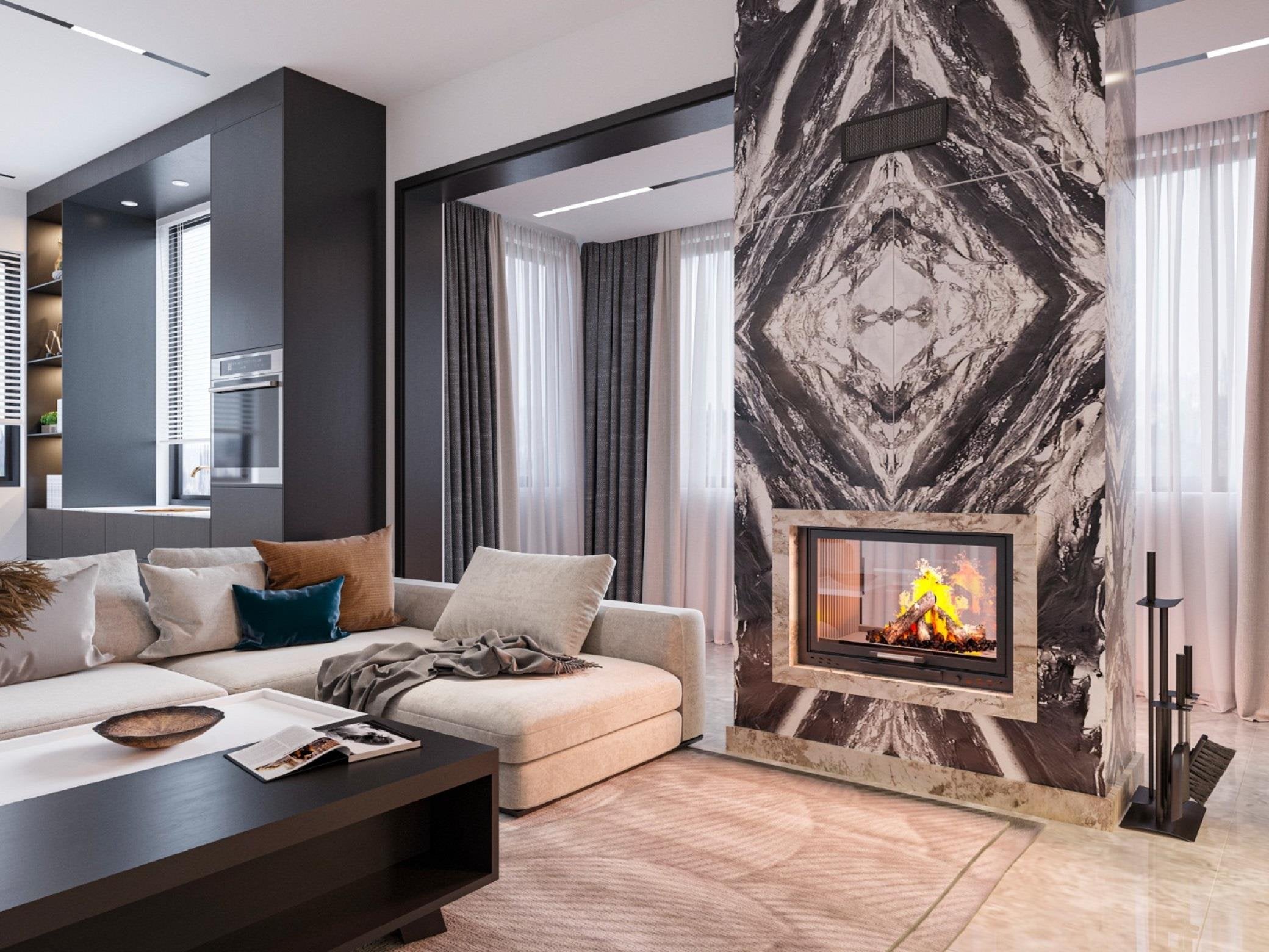 Asansörlü Tünel Çelik Şömine Haznesi 90 cm