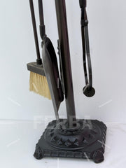 Aslan Figürlü Siyah Şömine Maşa Takımı