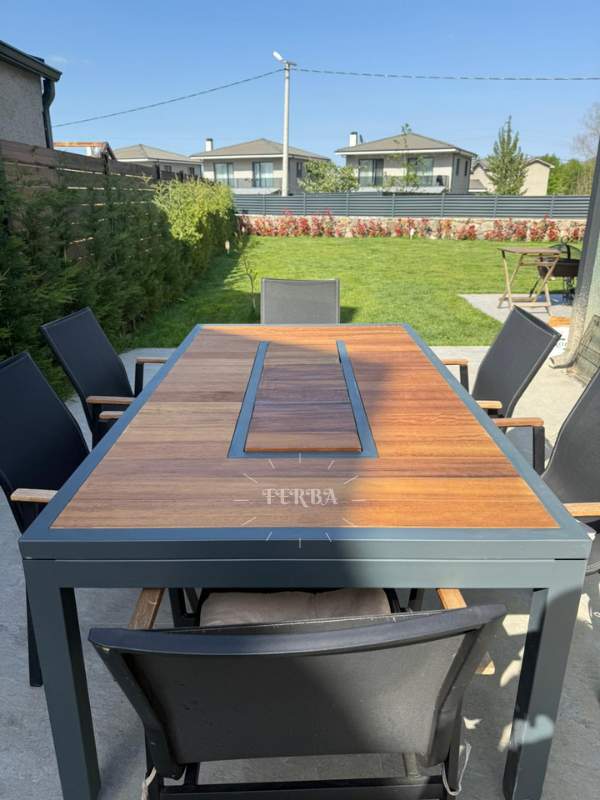 FERBA Design İroko Bahçe Mangal Masa